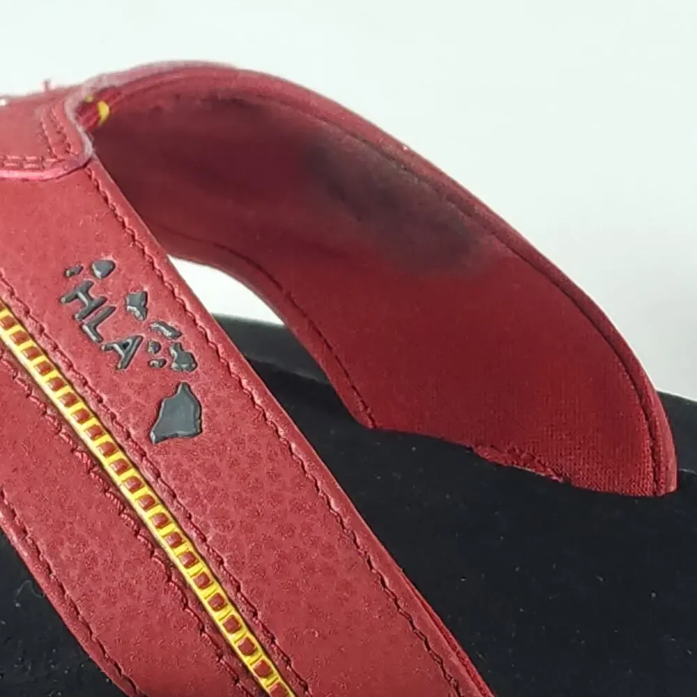 Olukai Kia'i II Men's US11 Hawaiian Lifeguard Red Slip On Flat Thong Sandals
